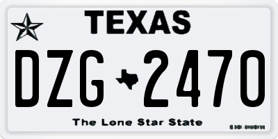TX license plate DZG2470