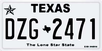 TX license plate DZG2471