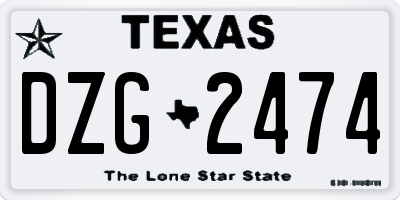 TX license plate DZG2474