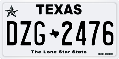 TX license plate DZG2476