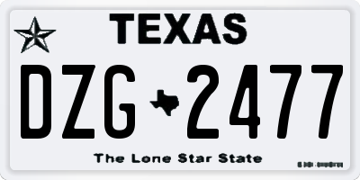 TX license plate DZG2477