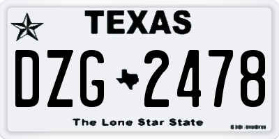 TX license plate DZG2478