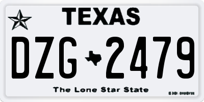 TX license plate DZG2479