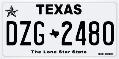 TX license plate DZG2480