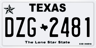 TX license plate DZG2481