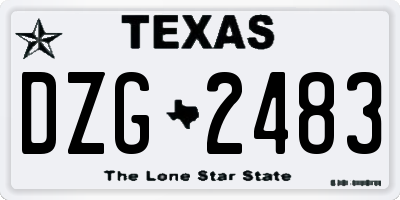 TX license plate DZG2483