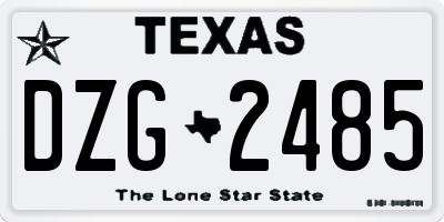 TX license plate DZG2485
