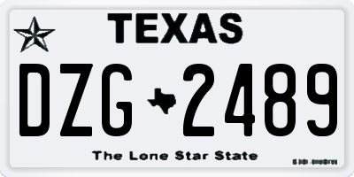 TX license plate DZG2489