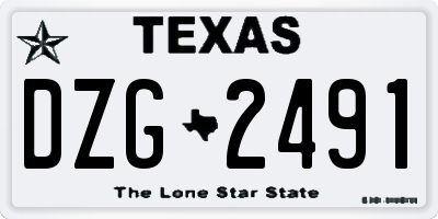 TX license plate DZG2491