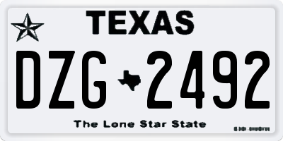 TX license plate DZG2492