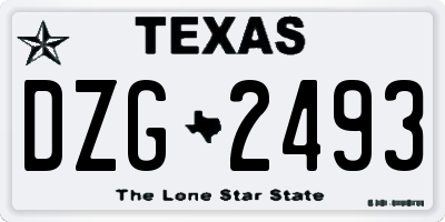 TX license plate DZG2493