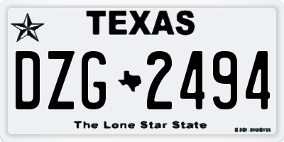 TX license plate DZG2494