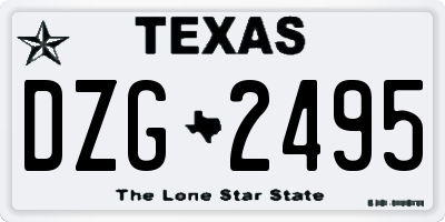 TX license plate DZG2495