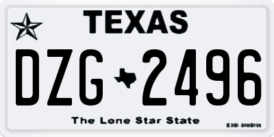 TX license plate DZG2496