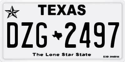 TX license plate DZG2497