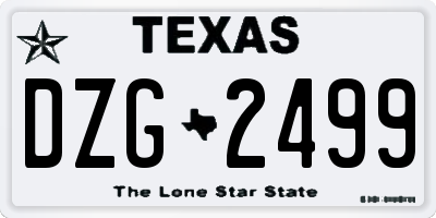 TX license plate DZG2499