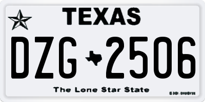 TX license plate DZG2506