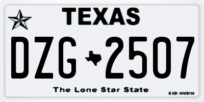 TX license plate DZG2507