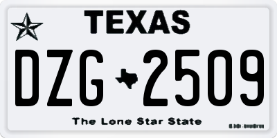 TX license plate DZG2509