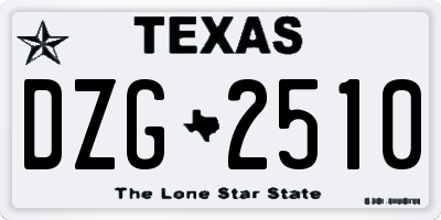 TX license plate DZG2510