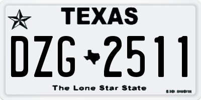 TX license plate DZG2511