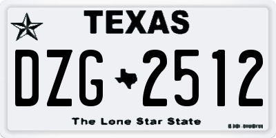 TX license plate DZG2512
