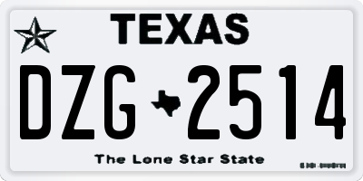TX license plate DZG2514