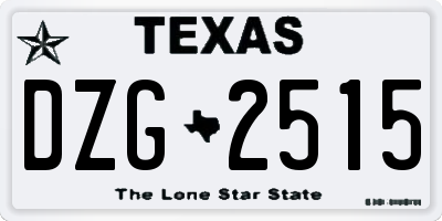 TX license plate DZG2515