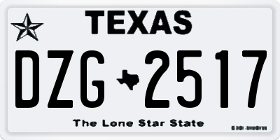 TX license plate DZG2517