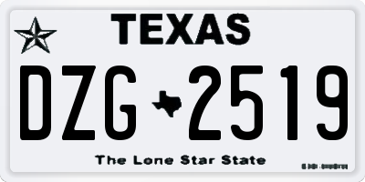TX license plate DZG2519