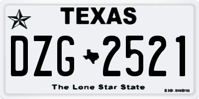 TX license plate DZG2521