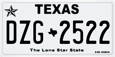 TX license plate DZG2522