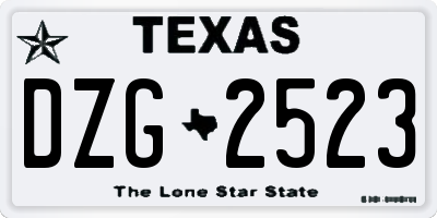 TX license plate DZG2523