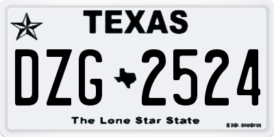 TX license plate DZG2524