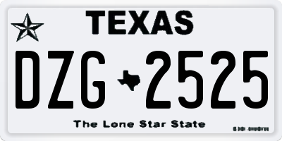 TX license plate DZG2525