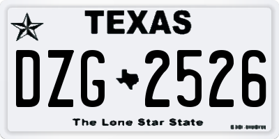 TX license plate DZG2526