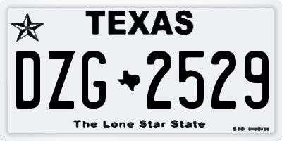 TX license plate DZG2529