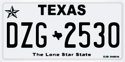 TX license plate DZG2530