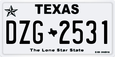 TX license plate DZG2531