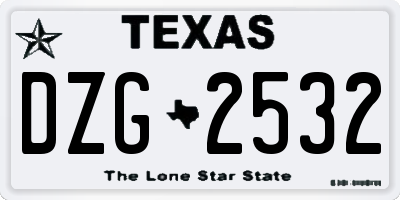 TX license plate DZG2532