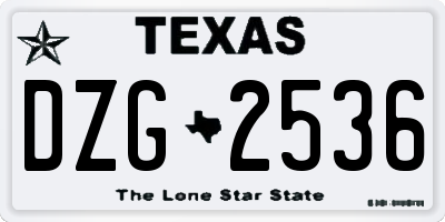 TX license plate DZG2536
