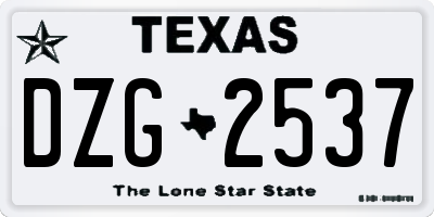 TX license plate DZG2537
