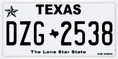 TX license plate DZG2538