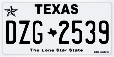 TX license plate DZG2539