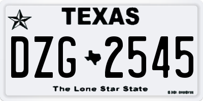 TX license plate DZG2545