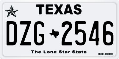 TX license plate DZG2546