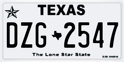 TX license plate DZG2547