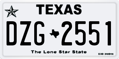 TX license plate DZG2551