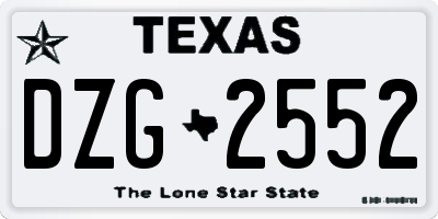 TX license plate DZG2552