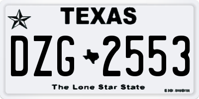 TX license plate DZG2553